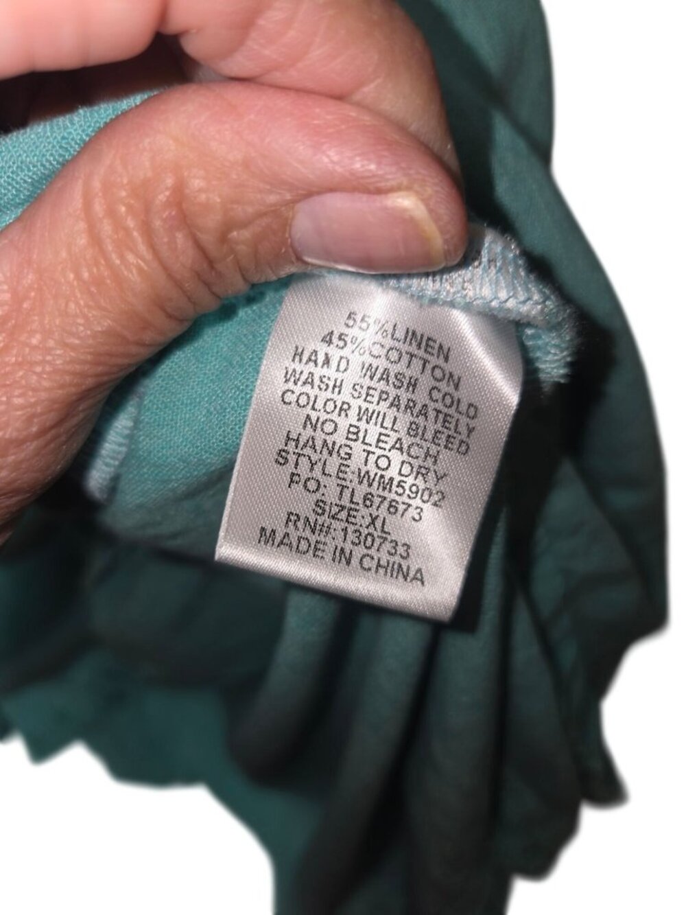 Umgee+ Turquoise Linen-Cotton Midi Dress 3/4 Sleeves Keyhole Neckline Ruffled He - Picture 6 of 12